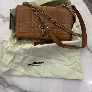 Burberry Brown Quilted Crossbody Bag with Gold Chain